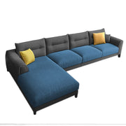 Hazer 6 Seater Sofa Set for Living Room (Black Blue Fabric) Left Side Sofa
