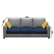 Rihan 3 Seater Sofa Set Living Room (Blue Grey Fabric)