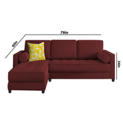 Sthone LHS 6 Seater L Shape Sofa Set for Living Room (Maroon Fabric)