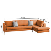 Romeio LHS 6 Seater L Shape Sofa Set for Living Room (Cream Fabric)