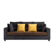 Hazer 3 Seater L Shape Sofa Set for Living Room (Brown Black Fabric) Left Side