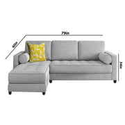 Sthone LHS 6 Seater L Shape Sofa Set for Living Room (Grey Fabric)