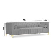 Canova 3+1 Seater Sofa Set for Living Room (Grey) Premium Velvet Fabric Sofa