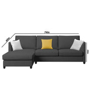 Hanery 4 Seater L Shape Sofa Set for Living Room | Colour - Black