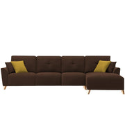 Antonio RHS 6 Seater L Shape Sofa Set for Living Room (Brown Premium Fabric)