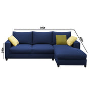 Rihan 4 Seater L Shape Sofa Set Living Room (Blue Fabric) Right Side Sofa