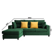 Hazer 4 Seater L Shape Sofa Set for Living Room (Green Fabric) Left Side