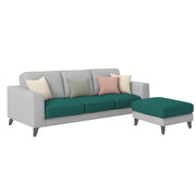 Grayon 3 Seater L Shape Convertible Sofa Set for Living Room, 3 Seater & Ottoman Modular Sectional Couch for Small Space (Grey Dark Grey Colour) Fabric