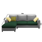 Rihan 4 Seater L Shape Sofa Set Living Room (Green Grey Fabric) Left Side Sofa
