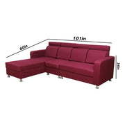Emma RHS 6 Seater L Shape Sofa Set for Living Room (Maroon Fabric)