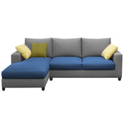 Rihan 4 Seater L Shape Sofa Set Living Room (Turquise Grey Fabric) Left Side Sofa