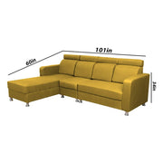 Emma RHS 6 Seater L Shape Sofa Set for Living Room (Yellow Fabric)