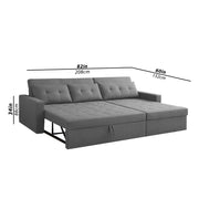 Casaliving Treshta 4 Seater LHS L - Shape Pull-Out Sofa Cum Bed with Storage Sofa for Living Room (Brown Fabric Color) Premium Fabric Sofa Set for Living Room Sofa Cum Bed