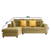 Hazer 4 Seater L Shape Sofa Set for Living Room (Cream Fabric) Left Side