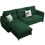 Andon 4 Seater L Shape Sofa Set for Living Room (Green Fabric) Left Side Sofa