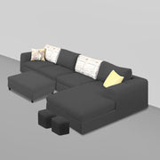 Badger RHS 8 Seater L Shape Sofa Set with Center Table for Living Room (Grey Fabric) Premium Fabric Sofa