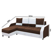 Severny 6 Seater L Shape Sofa Set for Living Room (Brown Grey Fabric) Left Side