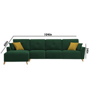 Antonio LHS 6 Seater L Shape Sofa Set for Living Room (Green Premium Fabric)