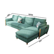 Hudson RHS 5 Seater L Shape Sofa Set for Living Room (Light Green Fabric)