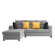 Hazer 4 Seater L Shape Sofa Set for Living Room (Grey Fabric) Left Side