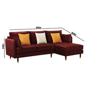 Croosen RHS 4 Seater L Shape Sofa Set for Living Room (Maroon Colour) Premium Velvet Fabric