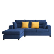 Hazer 4 Seater L Shape Sofa Set for Living Room (Blue Fabric) Left Side
