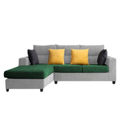 Hazer 4 Seater L Shape Sofa Set for Living Room (Green Grey Fabric) Left Side