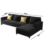 Delton RHS 6 Seater L Shape Sofa Set for Living Room (Black) Premium Fabric