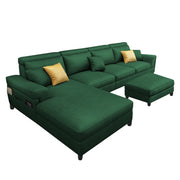 Blakey 6 Seater L Shape Sofa with Ottoman for Living Room (Green Sued Fabric) Left Side