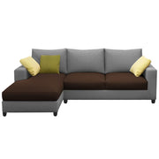 Rihan 4 Seater L Shape Sofa Set Living Room (Brown Grey Fabric) Left Side Sofa