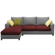 Rihan 4 Seater L Shape Sofa Set Living Room (Maroon Grey Fabric) Left Side Sofa