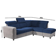 Nanzy 4 Seater L Shape Sofa Set for Living Room | Colour (Blue Grey) Right Side