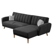 Rino RHS 4 Seater L Shape Sofa Set for Living Room (Black Fabric)
