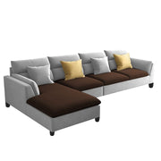 Delton LHS 6 Seater L Shape Sofa Set for Living Room (Brown Grey) Premium Fabric