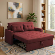 Treshta 2 Seater Pull-Out Premium Fabric Sofa Cum Bed Sofa Set for Living Room (Blue Fabric Color) Premium Fabric Sofa Set for Living Room