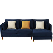 Croosen RHS 4 Seater L Shape Sofa Set for Living Room (Blue Colour) Premium Velvet Fabric