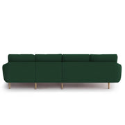 Lizel LHS 6 Seater L Shape Sofa Set with Center Table for Living Room (Green Fabric) Premium Velvet Fabric Sofa