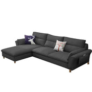 Hudson 4 Seater L Shape Sofa Set for Living Room (Black Fabric) Left Side
