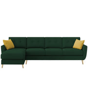 Lizel LHS 6 Seater L Shape Sofa Set with Center Table for Living Room (Green Fabric) Premium Velvet Fabric Sofa