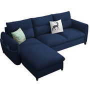 Andon 4 Seater L Shape Sofa Set for Living Room (Blue Fabric) Left Side Sofa