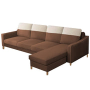 Alyona RHS 8 Seater L Shape Sofa Set for Living Room with Puffy (Grey Fabric)