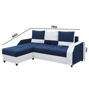 Severny 4 Seater L Shape Sofa Set for Living Room (Blue Grey Fabric) Left Side