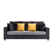 Hazer 3 Seater L Shape Sofa Set for Living Room (Grey Black Fabric) Left Side