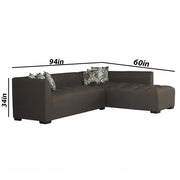 Rogelio 6 Seater RHS L Shape Sofa Set for Living Room (Dark Grey Fabric)