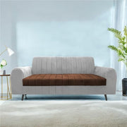 Brenti 3 Seater Sofa Set for Living Room (Cream Black Colour Fabric) Premium Fabric Sofa