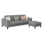 Grayon 3 Seater L Shape Convertible Sofa Set for Living Room, 3 Seater & Ottoman Modular Sectional Couch for Small Space (Grey Dark Grey Colour) Fabric