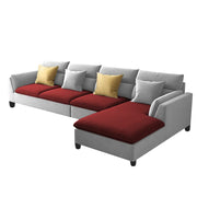 Delton RHS 6 Seater L Shape Sofa Set for Living Room (Maroon Grey) Premium Fabric