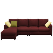 Rihan 6 Seater L Shape Sofa Set Living Room (Maroon Fabric) Left Side Sofa