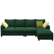 Rihan 6 Seater L Shape Sofa Set Living Room (Green Fabric) Right Side Sofa