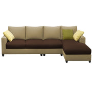 Rihan 6 Seater L Shape Sofa Set Living Room (Cream Brown Fabric) Right Side Sofa